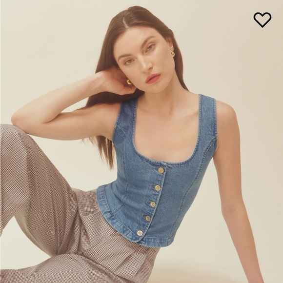Reformation Tops - Reformation Tai Denim Top Size 8